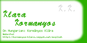 klara kormanyos business card