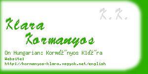 klara kormanyos business card